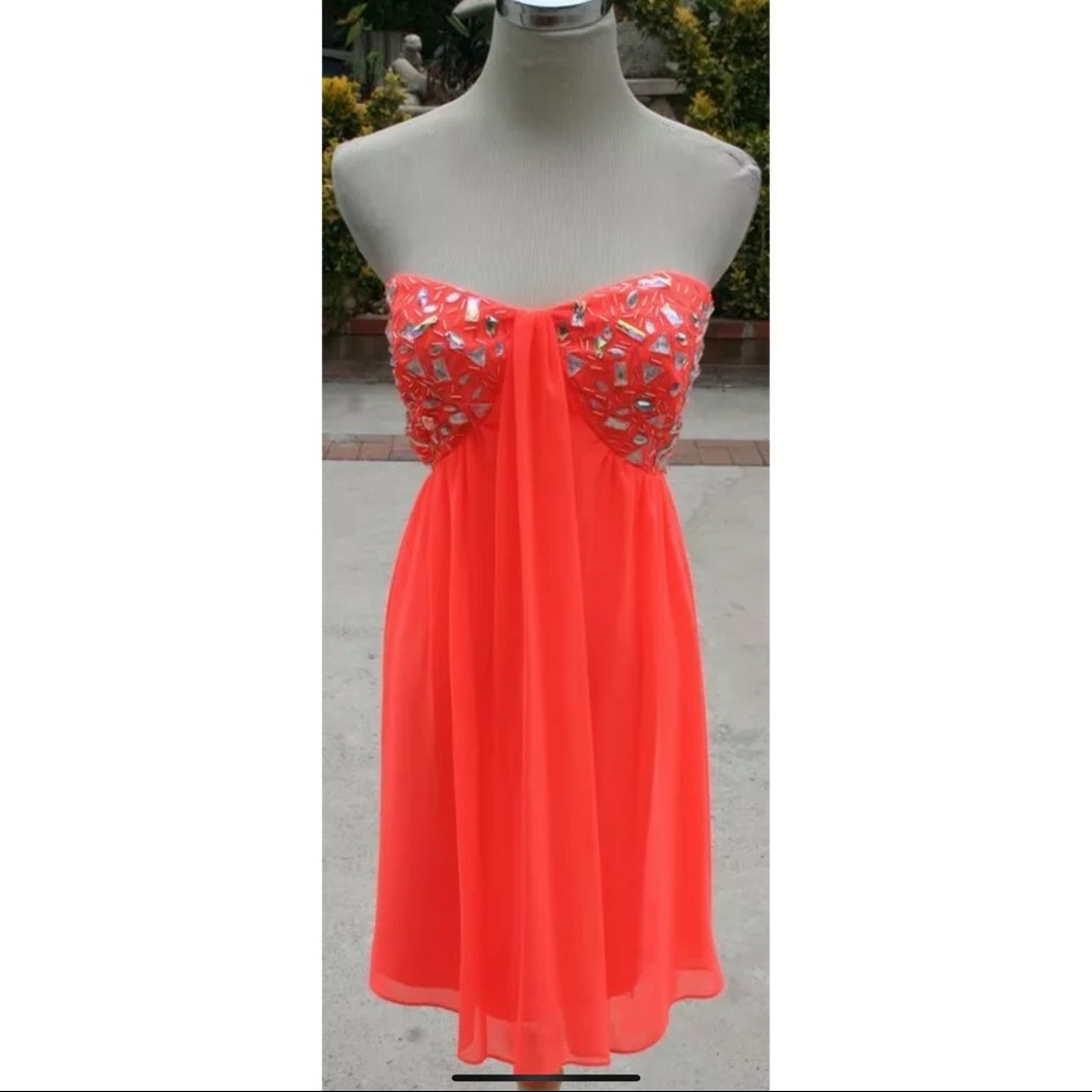 Morgan & Co $150 Neon Coral  Prom Party Dress 5